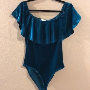 Ruffle Off Shoulder Velvet Forever 21 Body Suit L